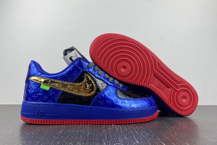 Louis V  x Nike Air Force LV Black/Blue/Gold