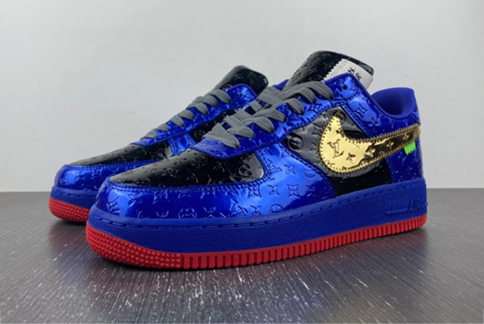 Louis V  x Nike Air Force LV Black/Blue/Gold