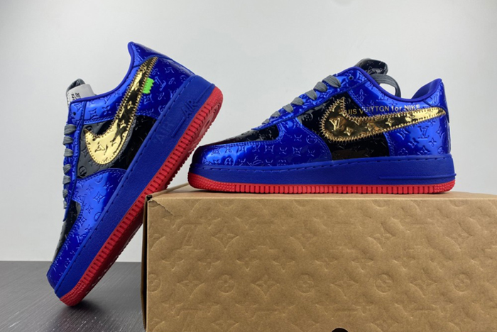 Louis V  x Nike Air Force LV Black/Blue/Gold