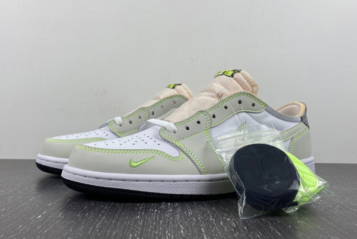 Jordan 1 Retro Low White Ghost Green Black Men's  DM7837-103