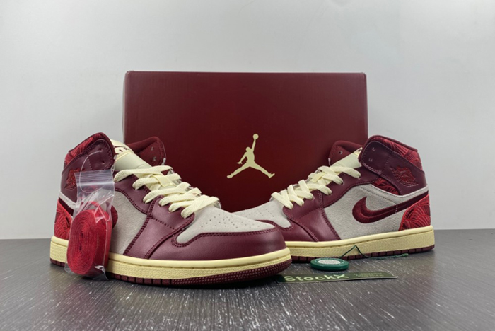 Jordan 1 Mid SE Tiki Leaf Team Red  DZ2820-601