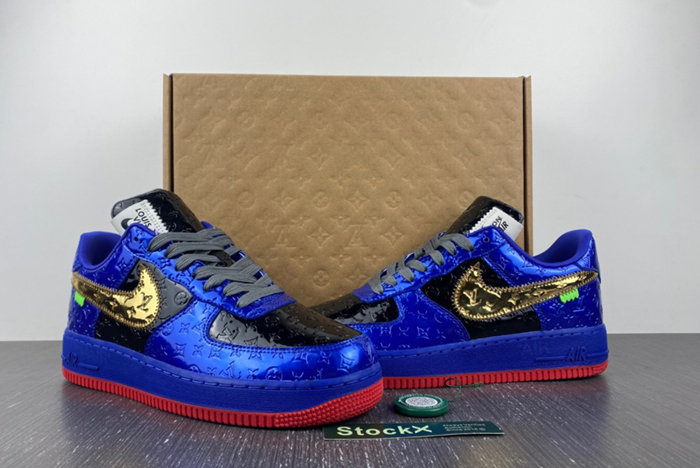 Louis V  x Nike Air Force LV Black/Blue/Gold