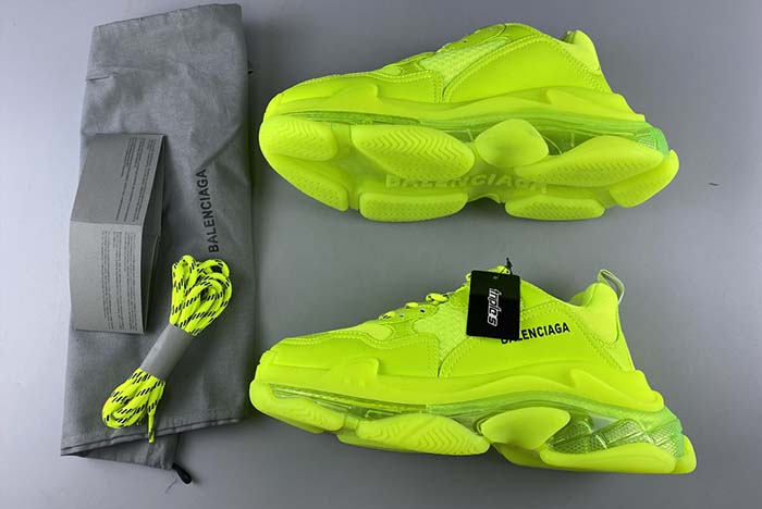 BALENCIAGA TRIPLE S CLEAR SOLE L.FREE DOU.FOAM/NOT WASHED SO FLUO YELLOW 541624 W2FF1 5842