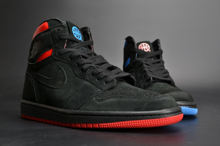 Air Jordan 1 Retro High OG "Quai 54"  Black/Italy Blue-University Red mens AH1040-054