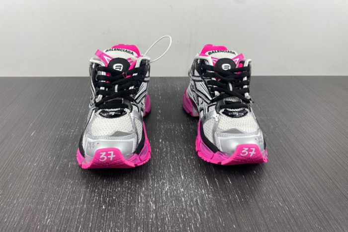 BALENCIAGA -Runner 7.0 in neon pink, black, grey and black mesh and nylon 677402 W3RBW 9155