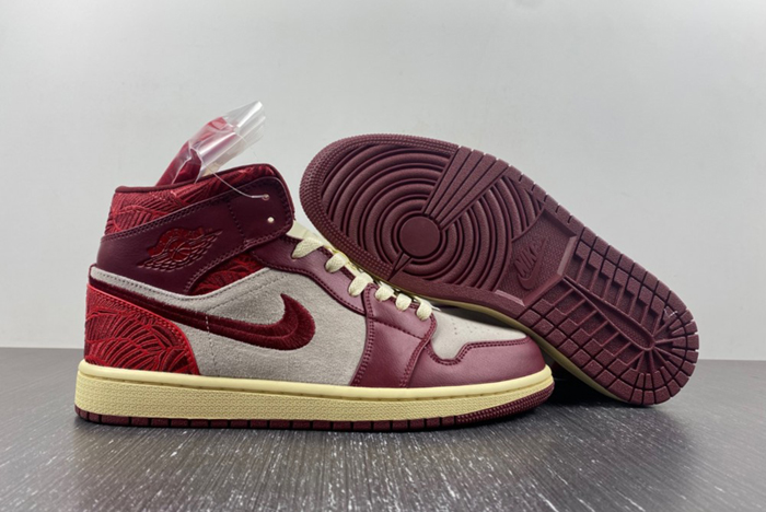 Jordan 1 Mid SE Tiki Leaf Team Red  DZ2820-601