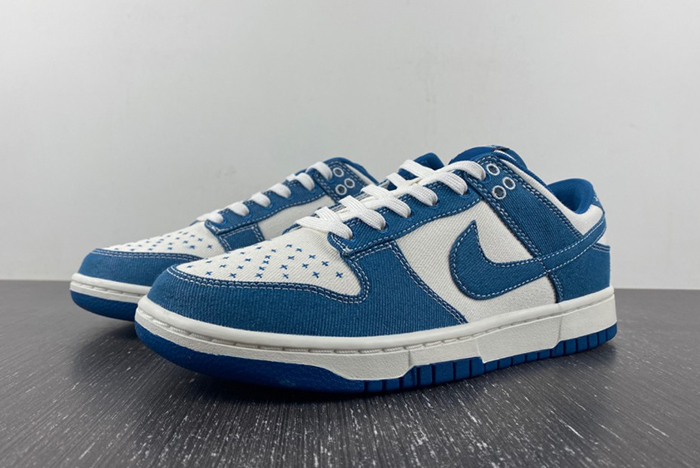 Nike Dunk Low Retro Industrial Blue Denim Sashiko DV0834-101 Men's Size