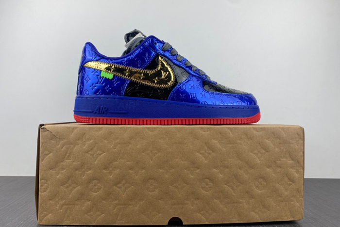 Louis V  x Nike Air Force LV Black/Blue/Gold